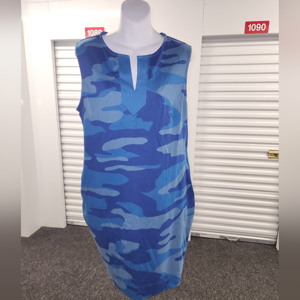 Blue Army Fatigue Sheath Dress
